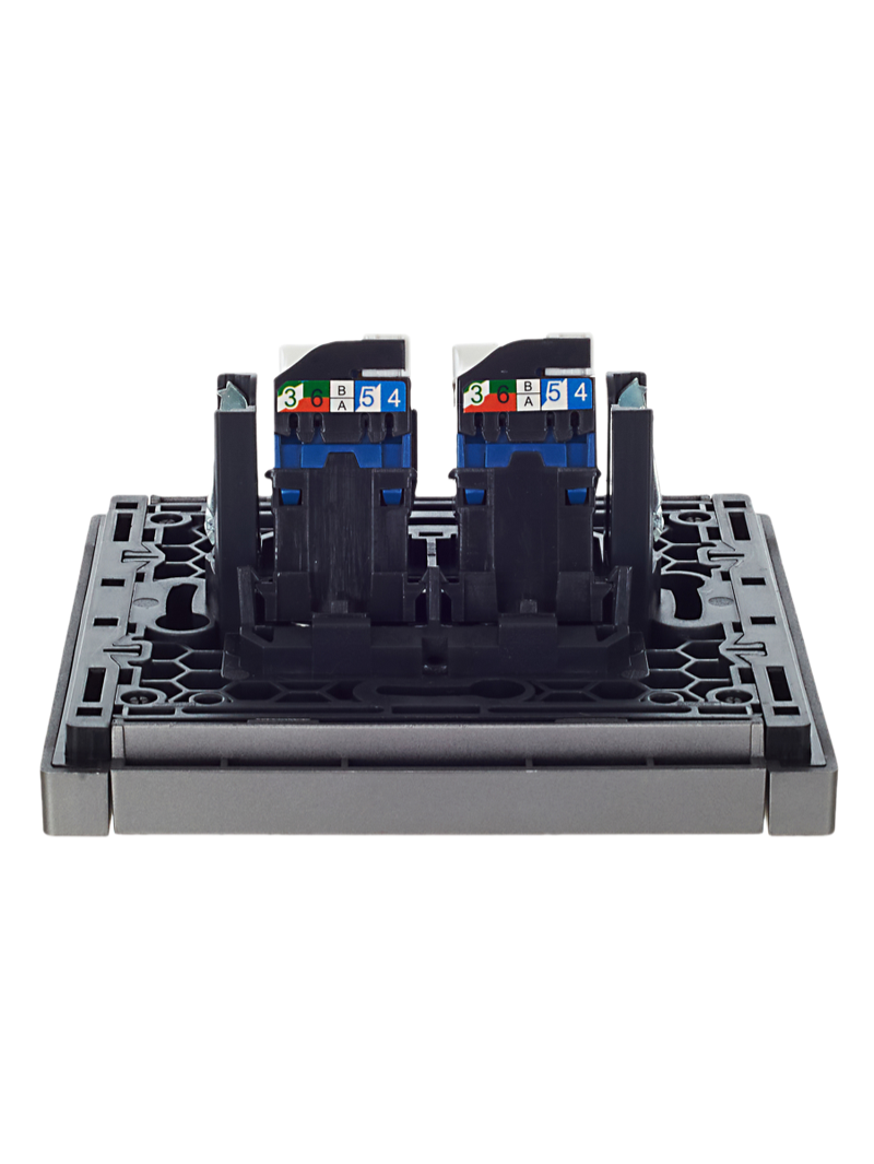 Розетка компьютерная двойная RJ45 кат.6 FORTE&PIANO FP534 сталь FP-K20-2-K46 IEK купить с ближайшего склада