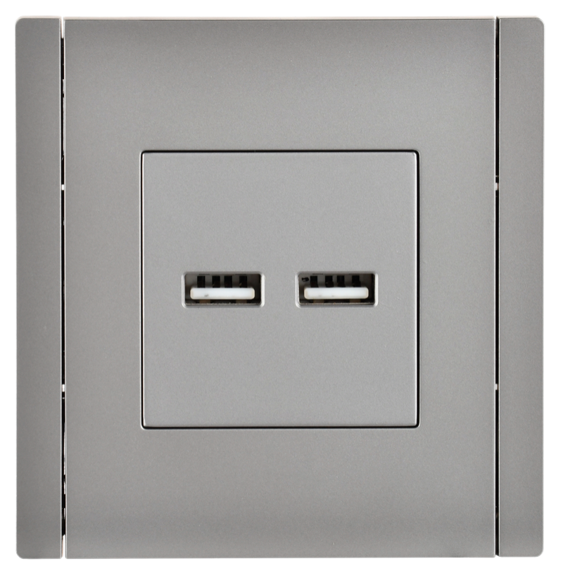 FORTE&PIANO Розетка USB A+A 3,1А FP549 сталь IEK