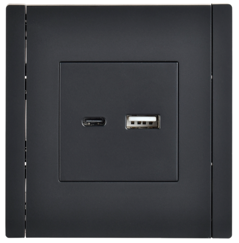 FORTE&PIANO Розетка USB A+C 18Вт FP151 черный IEK