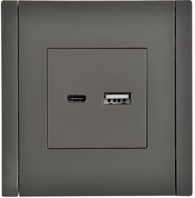 Розетка USB A+C FORTE&PIANO 18Вт FP351 серый FP-U22-018-K03 IEK
