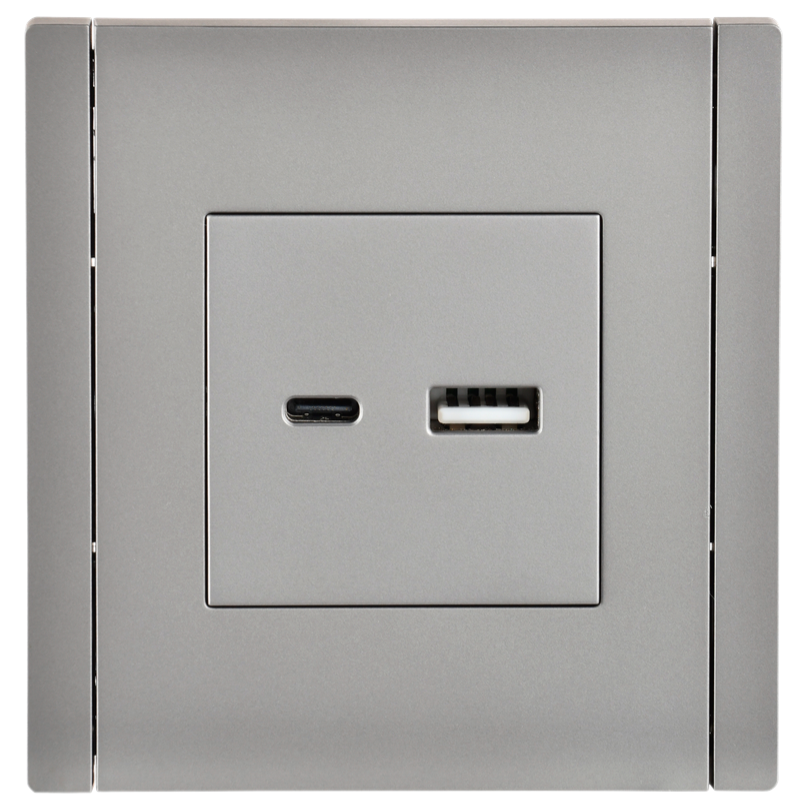 FORTE&PIANO Розетка USB A+C 3,1А FP550 сталь IEK