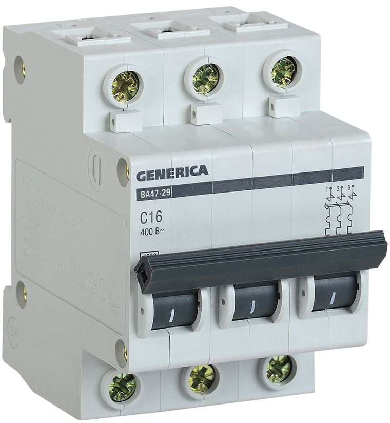 Выключатель автоматический модульный IEK GENERICA 3п С ВА47-29 50А 4.5кА