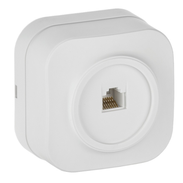 Розетка IEK GLORY для открытой установки компьютерная RJ45 кат.5E РК10-ХБм белый матовый