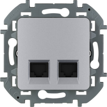 Розетка IEKI NSPIRIAкомп 2-ая RJ45 кат6 UTP алюм