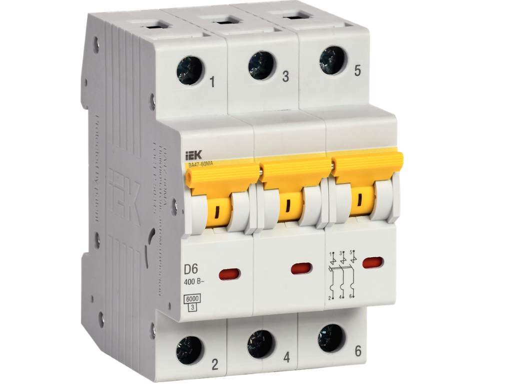 Автоматический выключатель IEK ВА47-60МА 3P 6А 6кА D