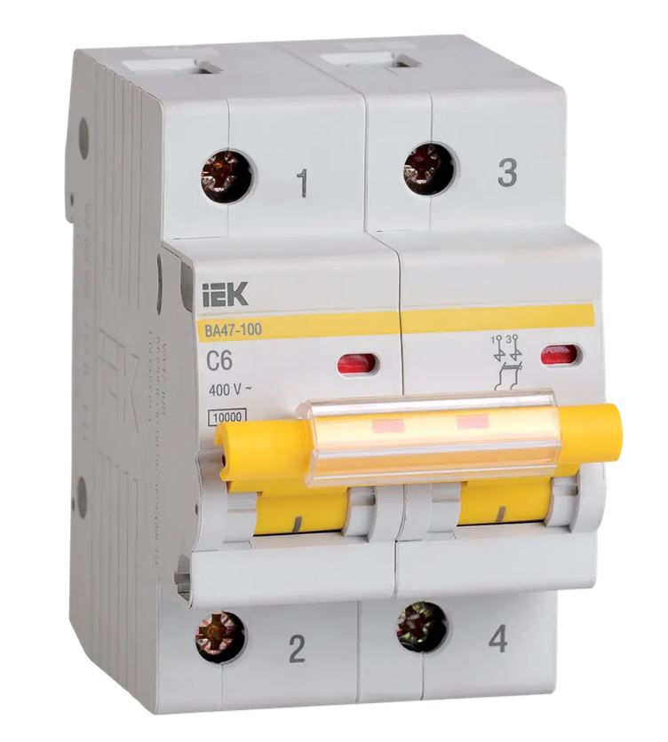Выключатель автоматический IEK 6А 2П C 10кА ВА47-100