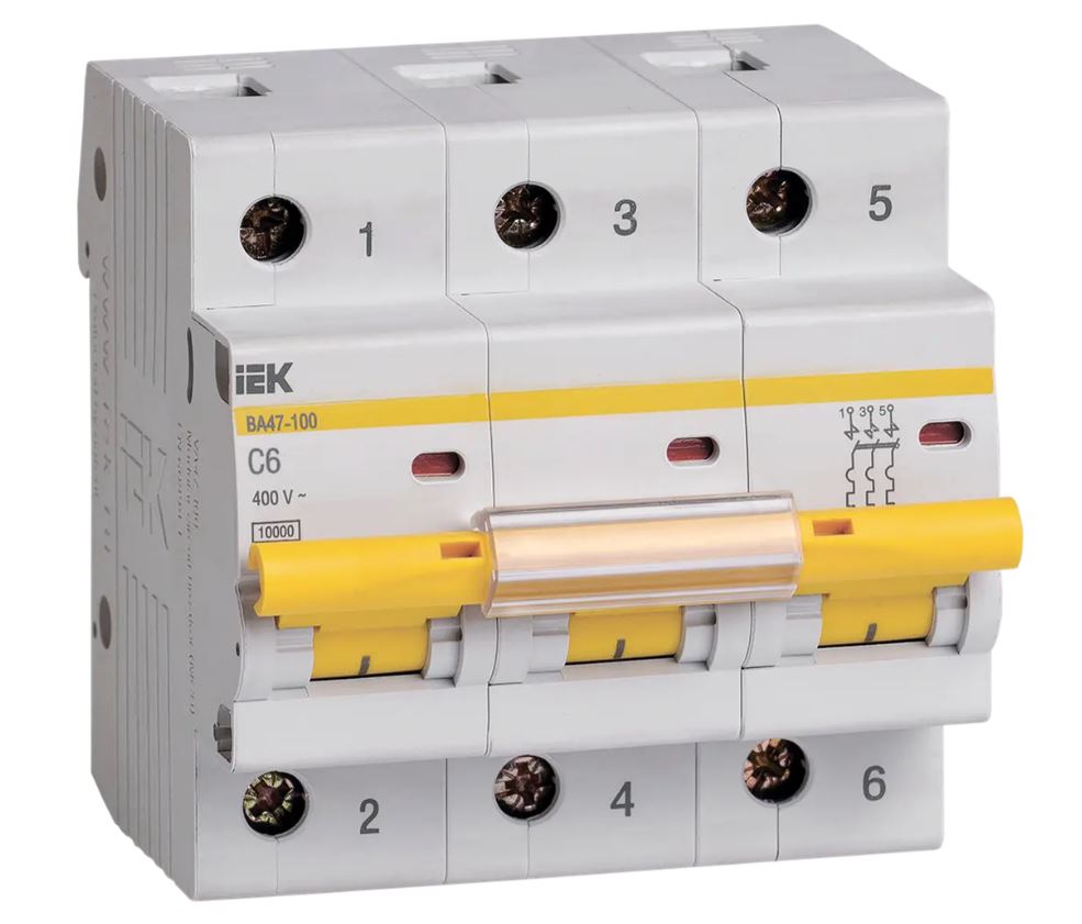 Выключатель автоматический IEK 6А 3П C 10кА ВА47-100