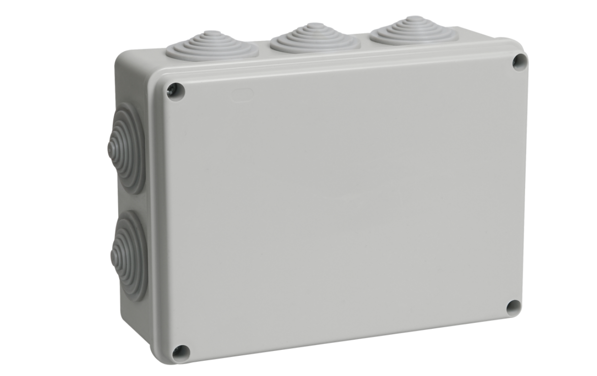 Коробка распаячная IEK КМ41242 для открытой проводки 150х110х70 мм IP55 (RAL7035, 10 гермовводов)