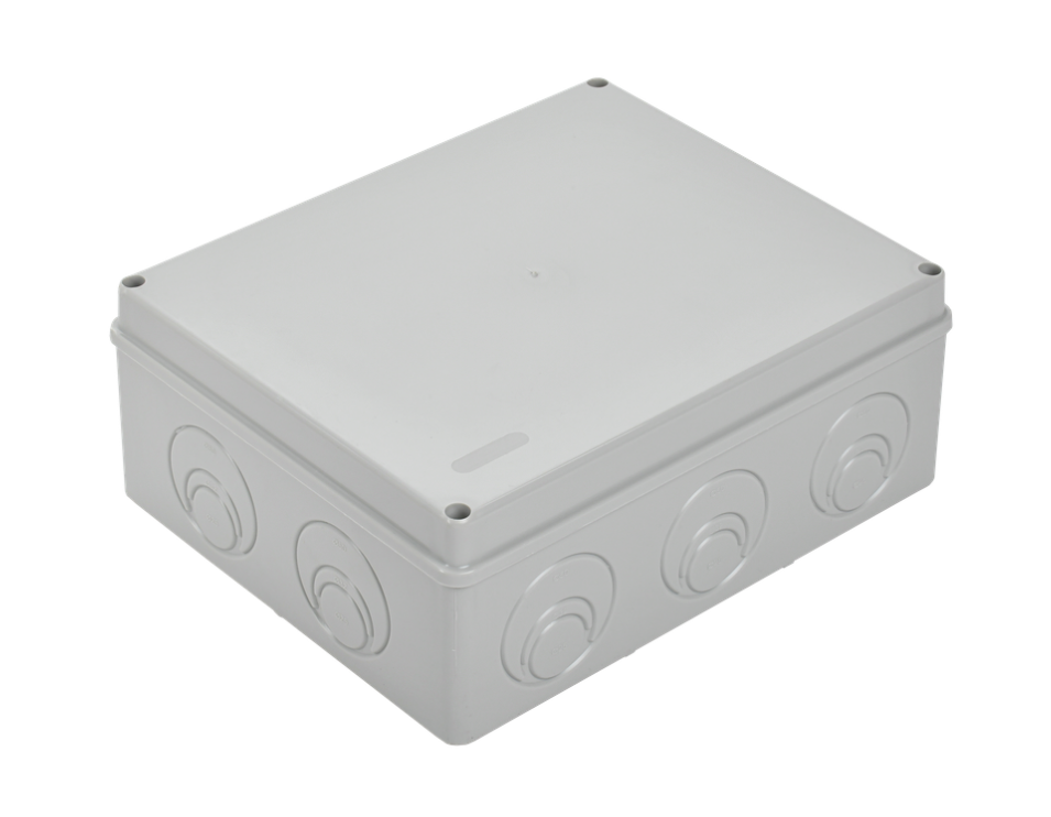 Коробка распаячная КМ41272 для открытой проводки 240х195х90 мм IP55 (RAL7035, кабельные вводы 5 шт) IEK UKO10-240-195-090-K41-55