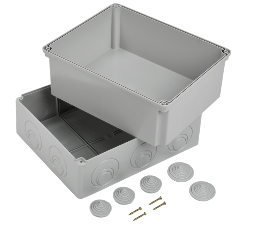 Коробка распаячная КМ41274 для открытой проводки 240х195х165 мм IP55 (RAL7035, кабельные вводы 5 шт) IEK UKO10-240-195-165-K41-55 заказать со складов по всей России
