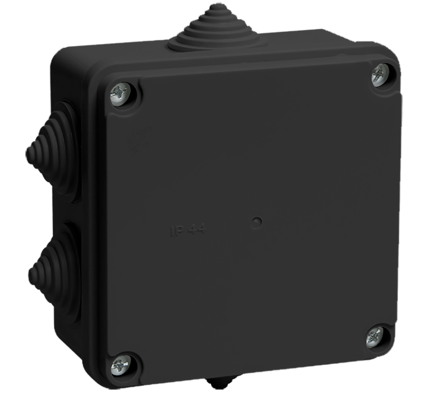 Коробка распаячная КМ41234 для открытой проводки 100х100х50мм IP55 6 гермовводов черная (RAL 9005) IEK