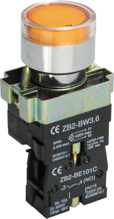 IEK BBT50-BW-K05 Кнопка LAY5-BW3561 c подсветкой желтая 1з