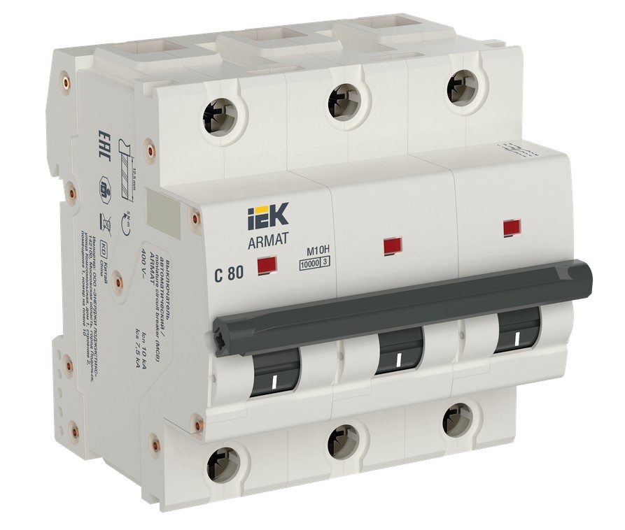 Автоматический выключатель IEK ARMAT M10H 3P C 80А