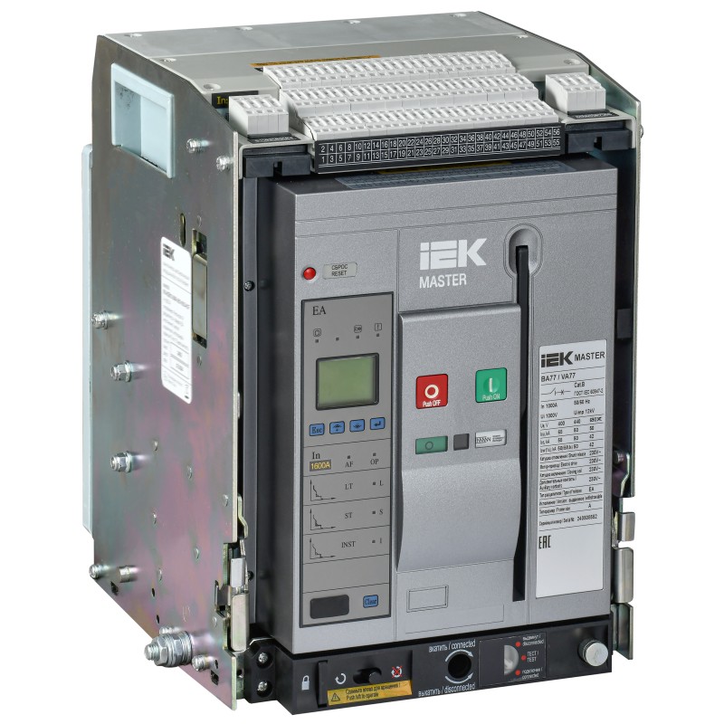 Воздушный автоматический выключатель IEK MASTER BA77, 3P, 1000А, 65 кА, типоразмер A, выдвижной