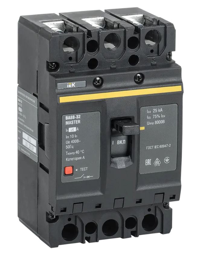 Автоматический выключатель IEK MASTER ВА88-32 3P 16A, 25кА