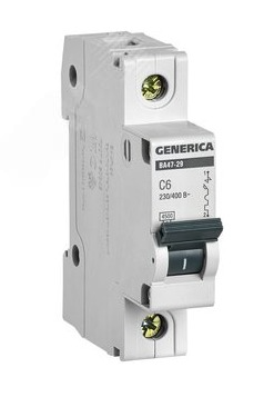 IEK MVA25-1-006-C Выключатель автоматический модульный 1п С ВА47-29 6А 4.5кА GENERICA