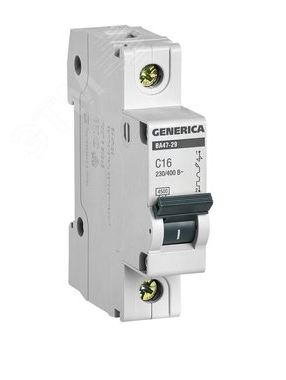 IEK MVA25-1-016-C Выключатель автоматический модульный 1п С ВА47-29 16А 4.5кА GENERICA