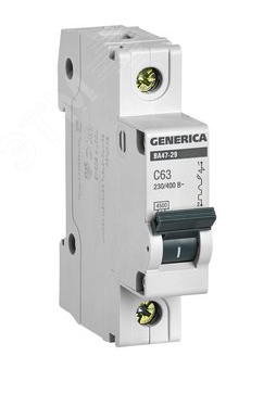 IEK MVA25-1-063-C Выключатель автоматический модульный 1п С ВА47-29 63А 4.5кА GENERICA