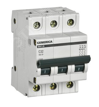 IEK MVA25-3-032-C Выключатель автоматический модульный 3п С ВА47-29 32А 4.5кА GENERICA