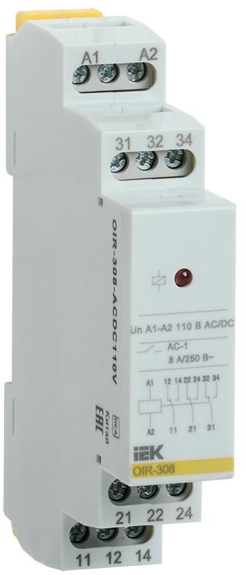 Промежуточное реле IEK OIR 3 контактов 8А 110В AC/DC