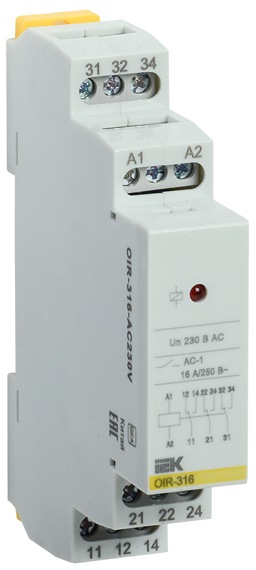 Промежуточное реле IEK OIR 3 контактов (16А) 230В AC