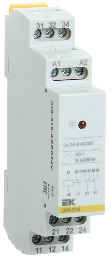 Промежуточное реле IEK OIR 3 конт 16А 24В AC/DC
