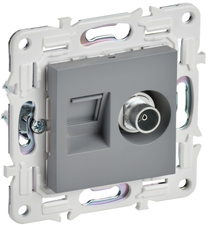 SKANDY Роз. двойная TV+RJ45 кат.6 SK-A15Gr сер. IEK