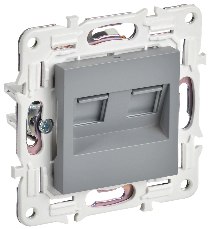 Розетка IEK SKANDY компьютерная двойная RJ45 кат.5E SK-K03Gr серый
