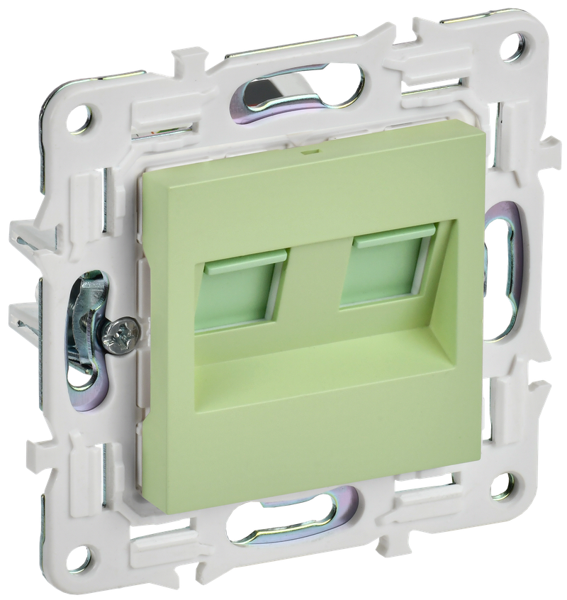 Розетка IEK SKANDY компьютерная двойная RJ45 кат.5E SK-K03G мятный