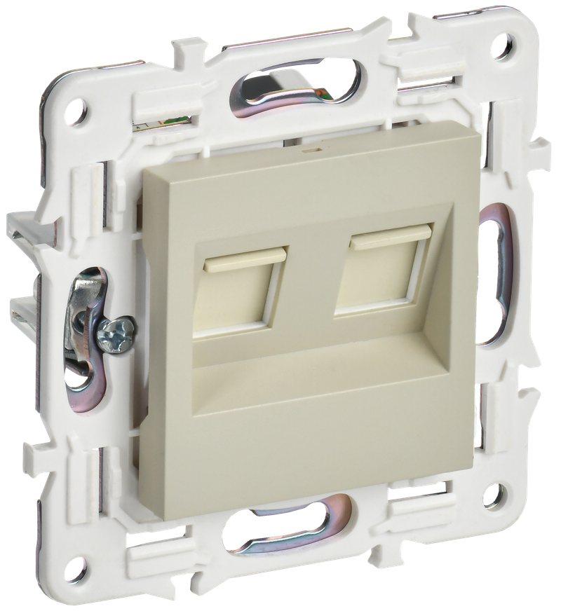 Розетка IEK SKANDY компьютерная двойная RJ45 кат.5E SK-K03B бежевый