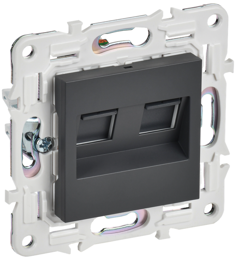 Розетка IEK SKANDY компьютерная двойная RJ45 кат.5E SK-K03T титан