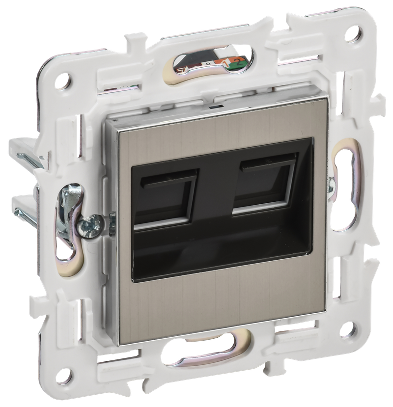 SKANDY Розетка компьютерная двойная RJ45 кат.5E SK-K03N металл никель IEK купить с доставкой по РФ