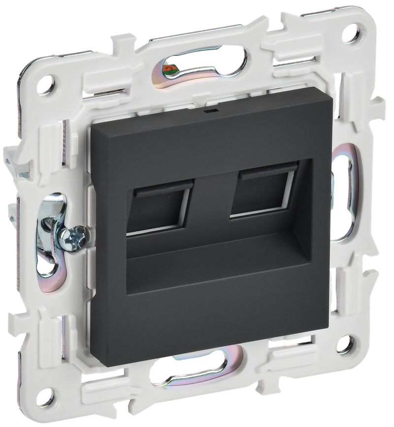 Розетка IEK SKANDY компьютерная двойная RJ45 кат.5E SK-K03G графит