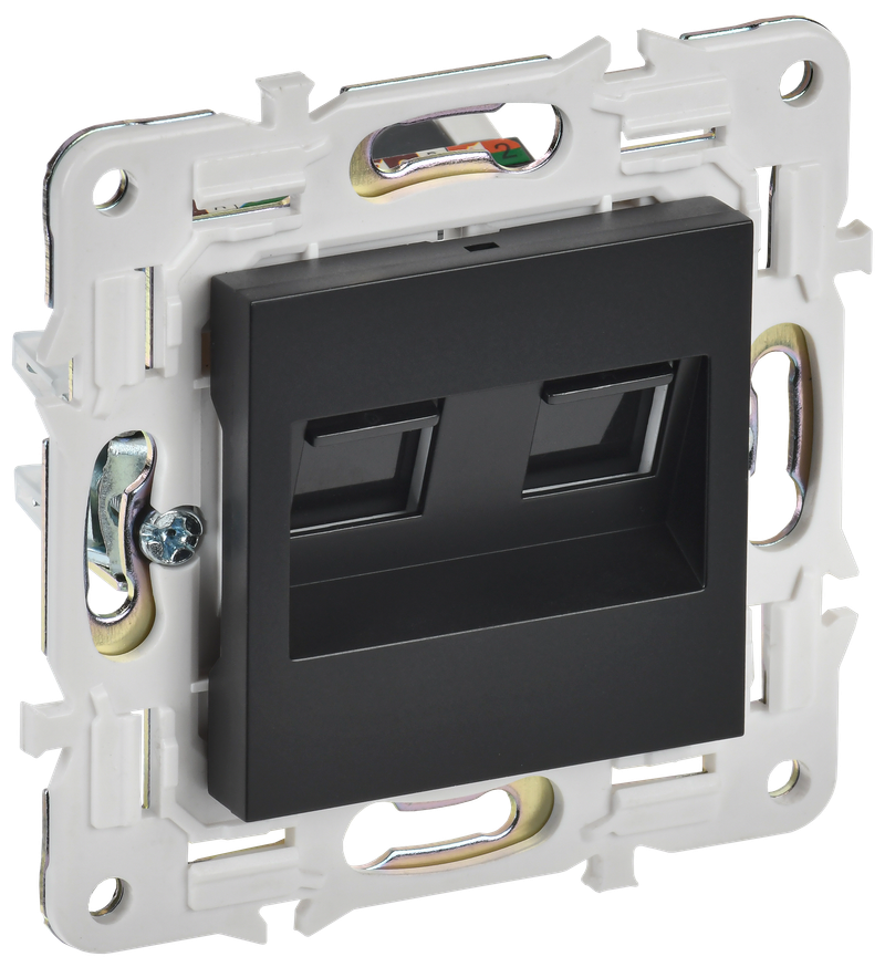 Розетка IEK SKANDY компьютерная двойная RJ45 кат.6 SK-K04Bl черный