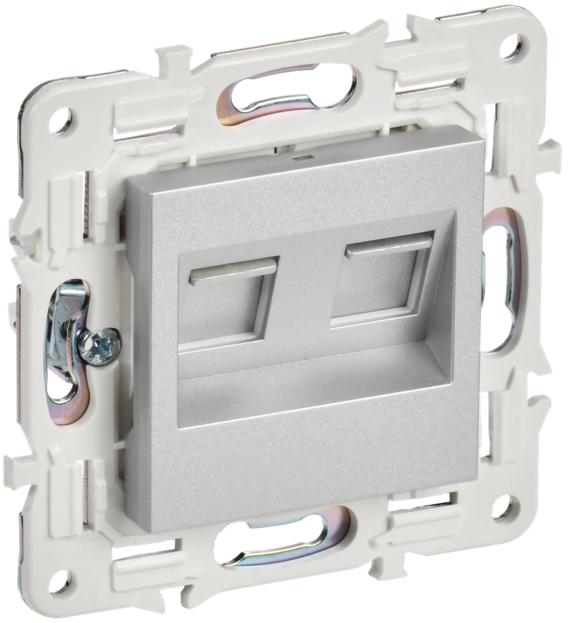 Розетка IEK SKANDY компьютерная двойная RJ45 кат.6 SK-K04S серебряный