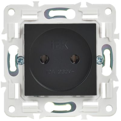 Розетка IEK SKANDY без заземления без защитных шторок 10А SK-R02Bl черный