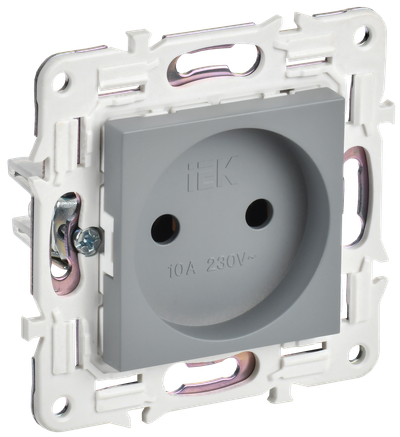 Розетка IEK SKANDY без заземления без защитных шторок 10А SK-R02Gr серый купить с доставкой по РФ