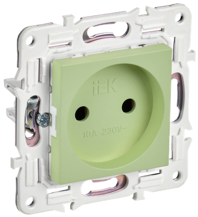 Розетка IEK SKANDY без заземления без защитных шторок 10А SK-R02G мятный