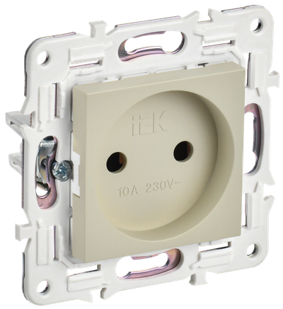 Розетка IEK SKANDY без заземления без защитных шторок 10А SK-R02B бежевый
