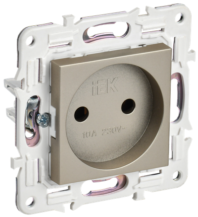 Розетка IEK SKANDY без заземления без защитных шторок 10А SK-R02Sh шампань