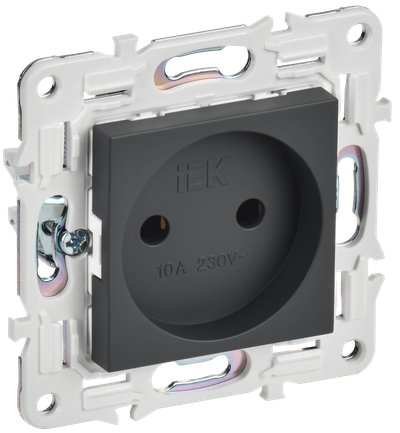 Розетка IEK SKANDY без заземления без защитных шторок 10А SK-R02T титан