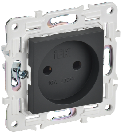 Розетка IEK SKANDY без заземления без защитных шторок 10А SK-R02G графит купить с доставкой по РФ