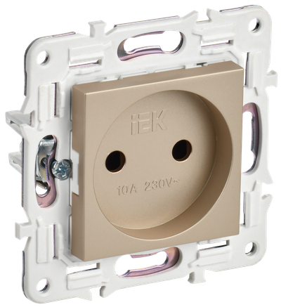 Розетка IEK SKANDY без заземления без защитных шторок 10А SK-R02Sa песочный