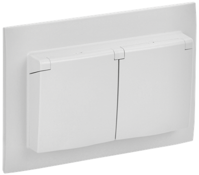 Розетка 2-местная IEK SKANDY с крышкой в сборе 16А IP44 SK-R12W арктический белый