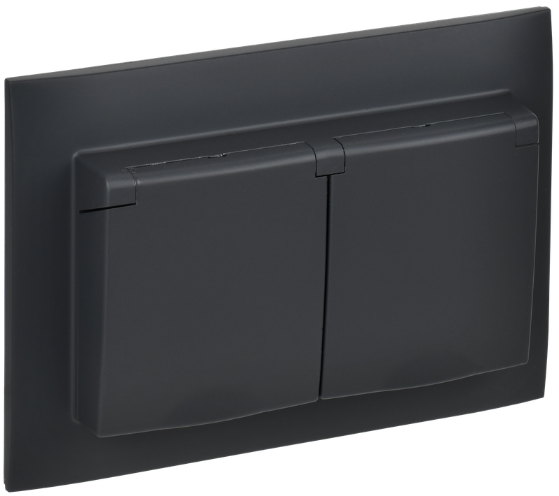 Розетка IEK SKANDY 2-местная и крышкой 16А в сборе IP44 SK-R12G графит