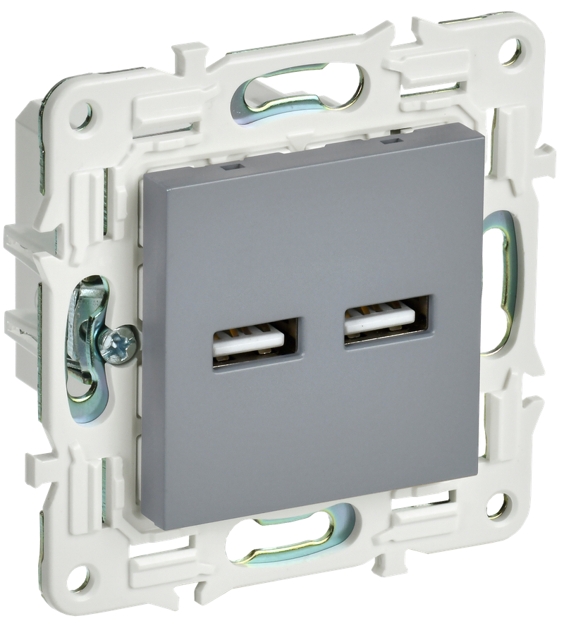 SKANDY Розетка USB A+A 3,1А SK-R15Gr серый IEK