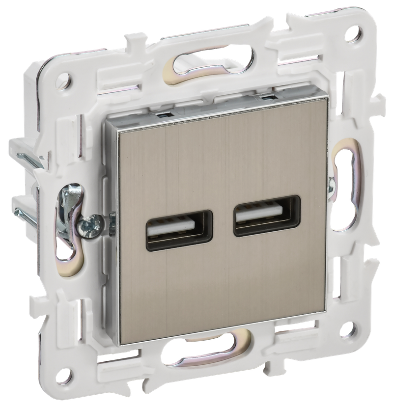 SKANDY Розетка USB A+A 3,1А SK-R15N металл никель IEK купить с доставкой по РФ