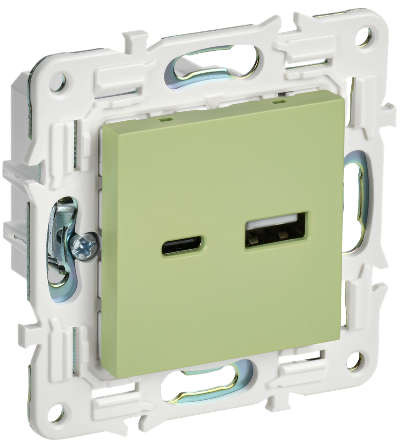 SKANDY Розетка USB A+C 18Вт SK-R13G мятный IEK