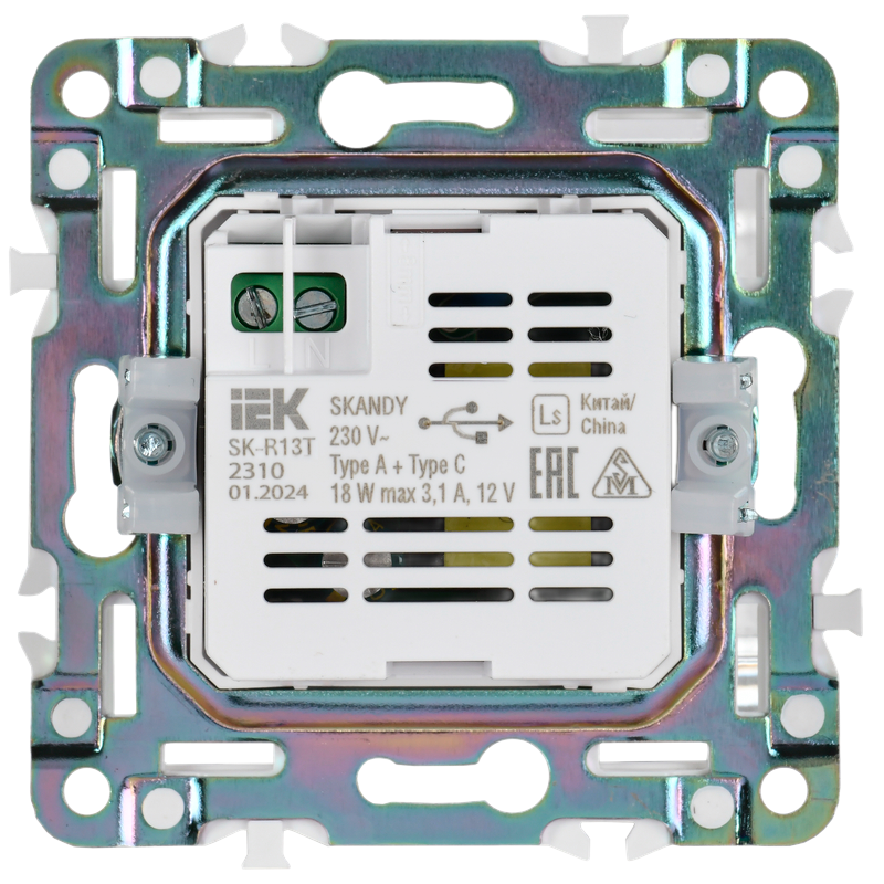 Розетка USB A+C 18Вт SK-R13T титан SKANDY SK-U22-018-K48 IEK заказать со складов по всей России