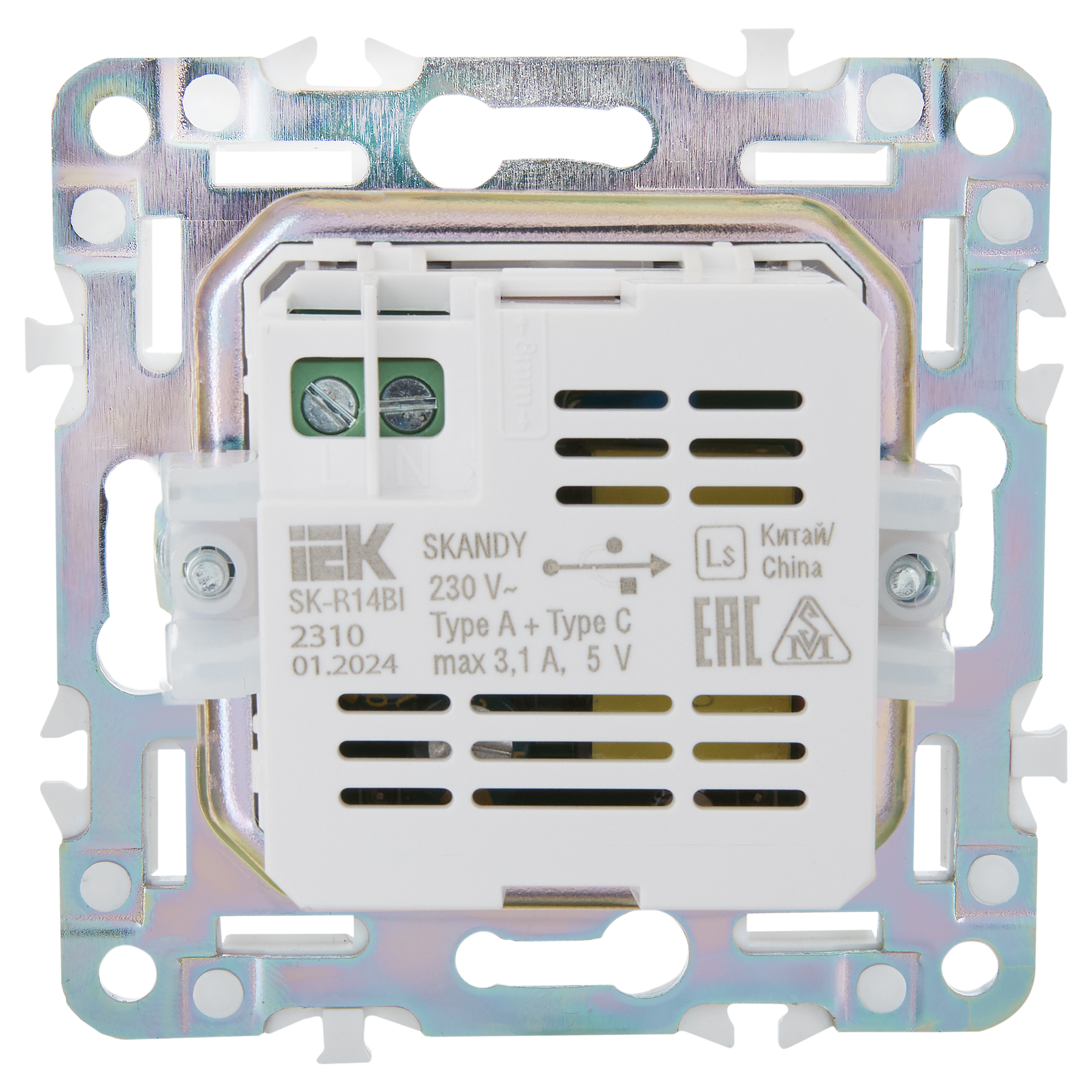 Розетка IEK серии SKANDY USB A+C 3,1А SK-R14Bl черный SK-U22-D31-K02 заказать со складов по всей России